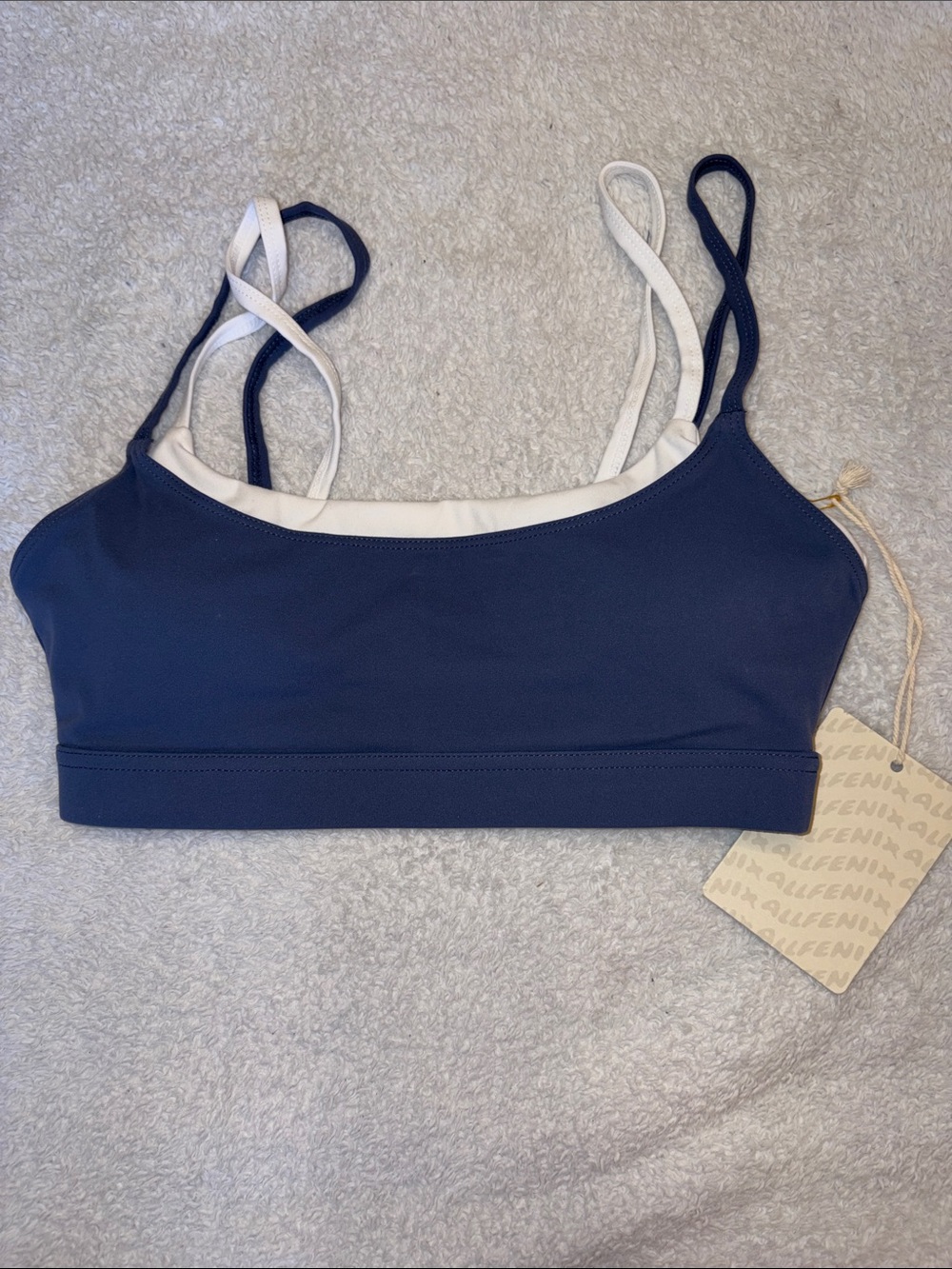 Allfenix Navy and White Strappy Sports Bralette